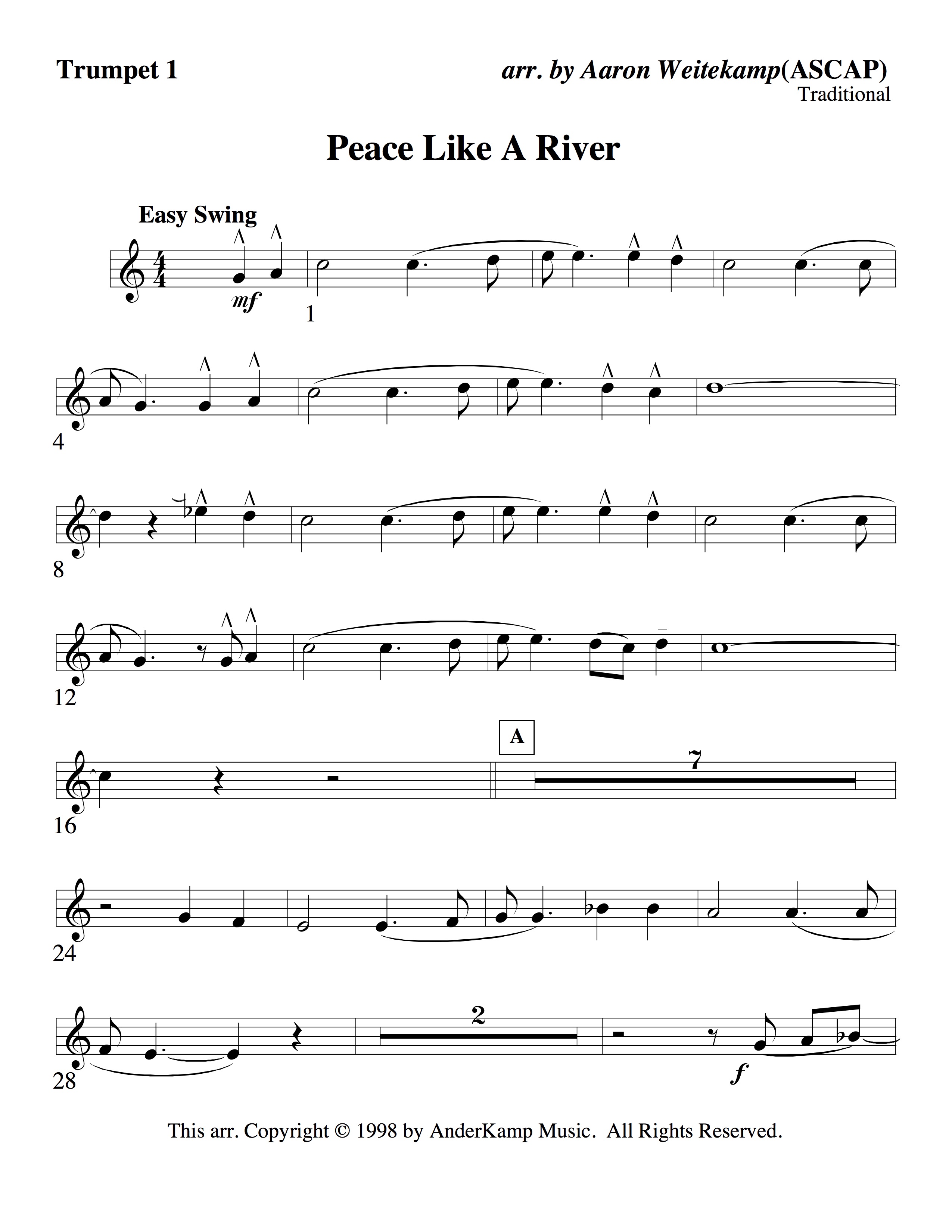 Peace Like a River – brass quintet - AnderKamp Music